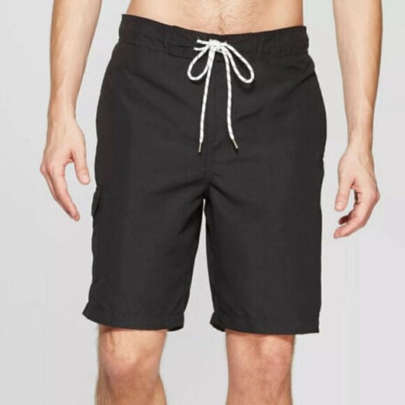 Goodfellow & Co Men's 9" Black Board Shorts Swim Trunks Size L - Picture 1 of 6